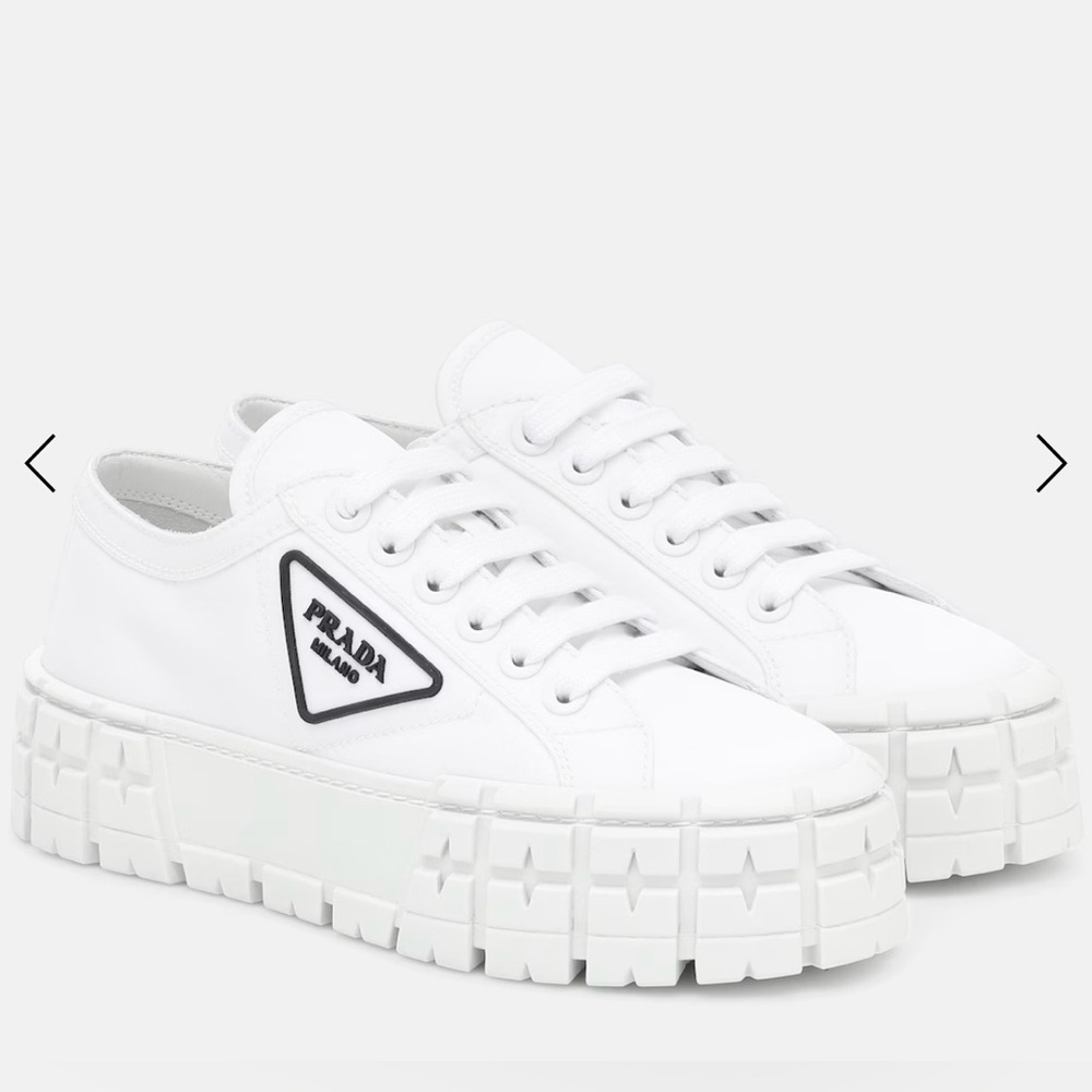 Prada Women's White Double Wheel Platform Sneaker
